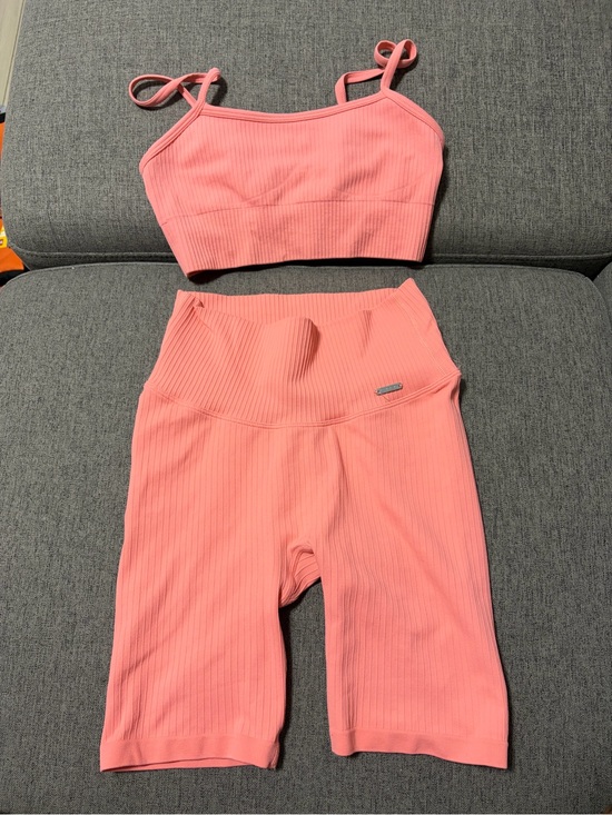 Aim’N Pants - aim'n Ribbed Pink Active Crop & Shorts Set